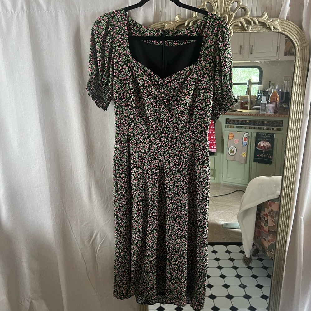 J. Crew Smocked-Sleeve Floral Midi Dress